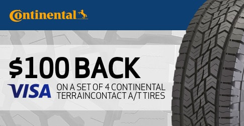 $100 back on the Continental TerrainContact A/T for October 2018