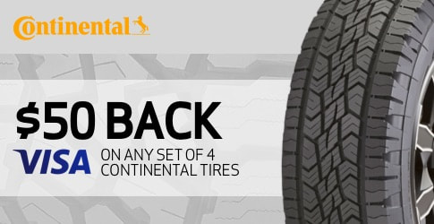 $50 back on Continental TerrainContact A/T All-Terrain Tires for January 2019