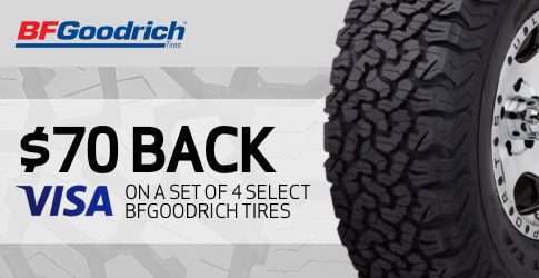 $70 back on BF Goodrich All-Terrain Tires for September 2018
