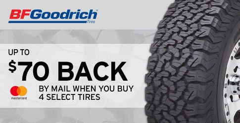 $70 back on BF Goodrich All-Terrain Tires for August 2018