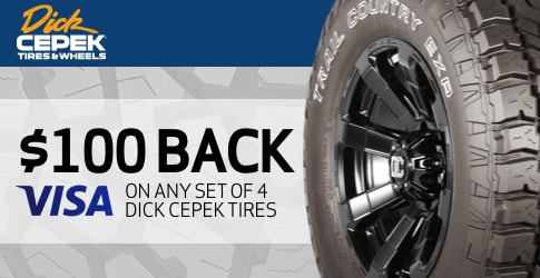 $100 back on Dick Cepek All-Terrain Tires for February-March 2019