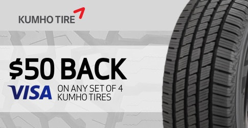 $50 back on the Kumho Road Venture AT51 All-Terrain Tires for January 2019