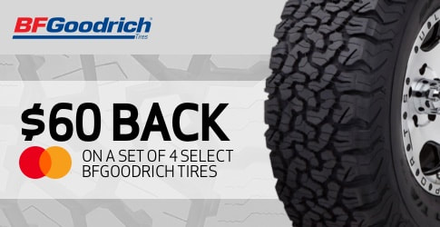 $60 back on BF Goodrich all-terrain tires for september-october 2018
