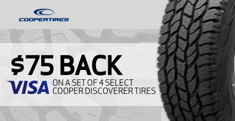 $75 back on Cooper Discoverer All-Terrain Tires for March 2019