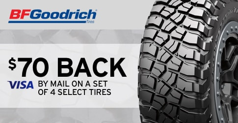 $70 back on BF Goodrich All-Terrain tires for July 2018