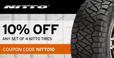 10% off Nitto All-Terrain tires (July 2018)